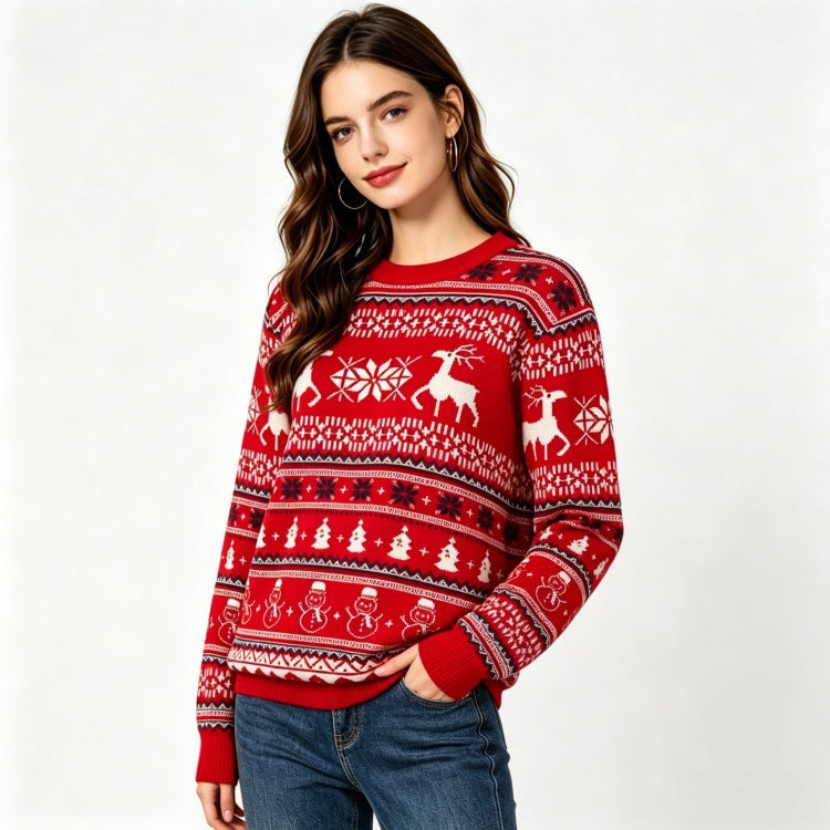 Christmas Couple Wear Long Sleeve Elk Sweaters