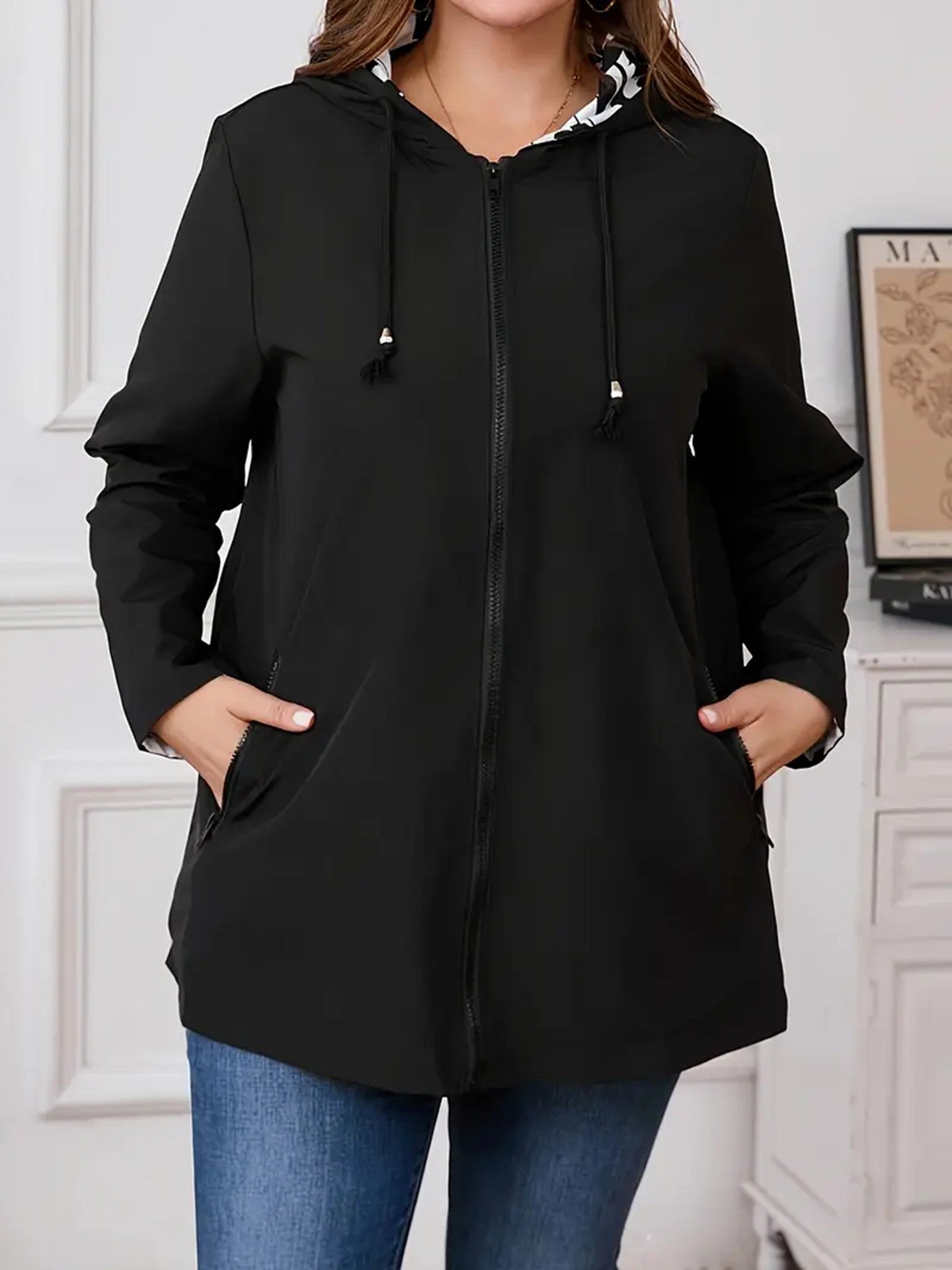 Women's Windcheater Zip Hooded Lightweight Outdoor Windproof Coats