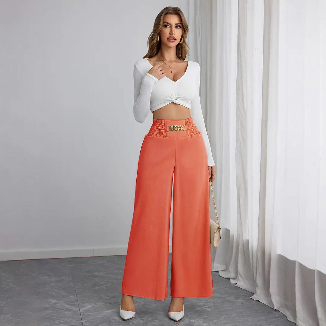 Waist Slimming Temperament Commute Solid Color Pants