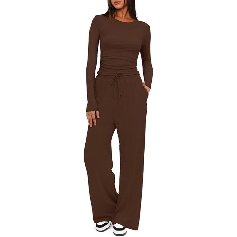Versatile Women's Long Sleeve Solid Color Fashion Casual Suit
