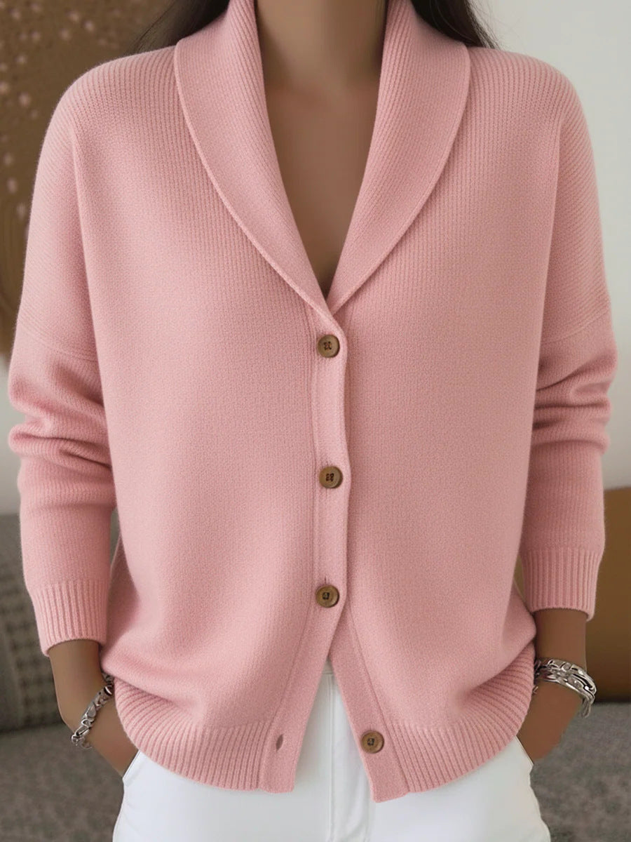 Women's Lazy Style Lapel Button Solid Color Long Cardigans