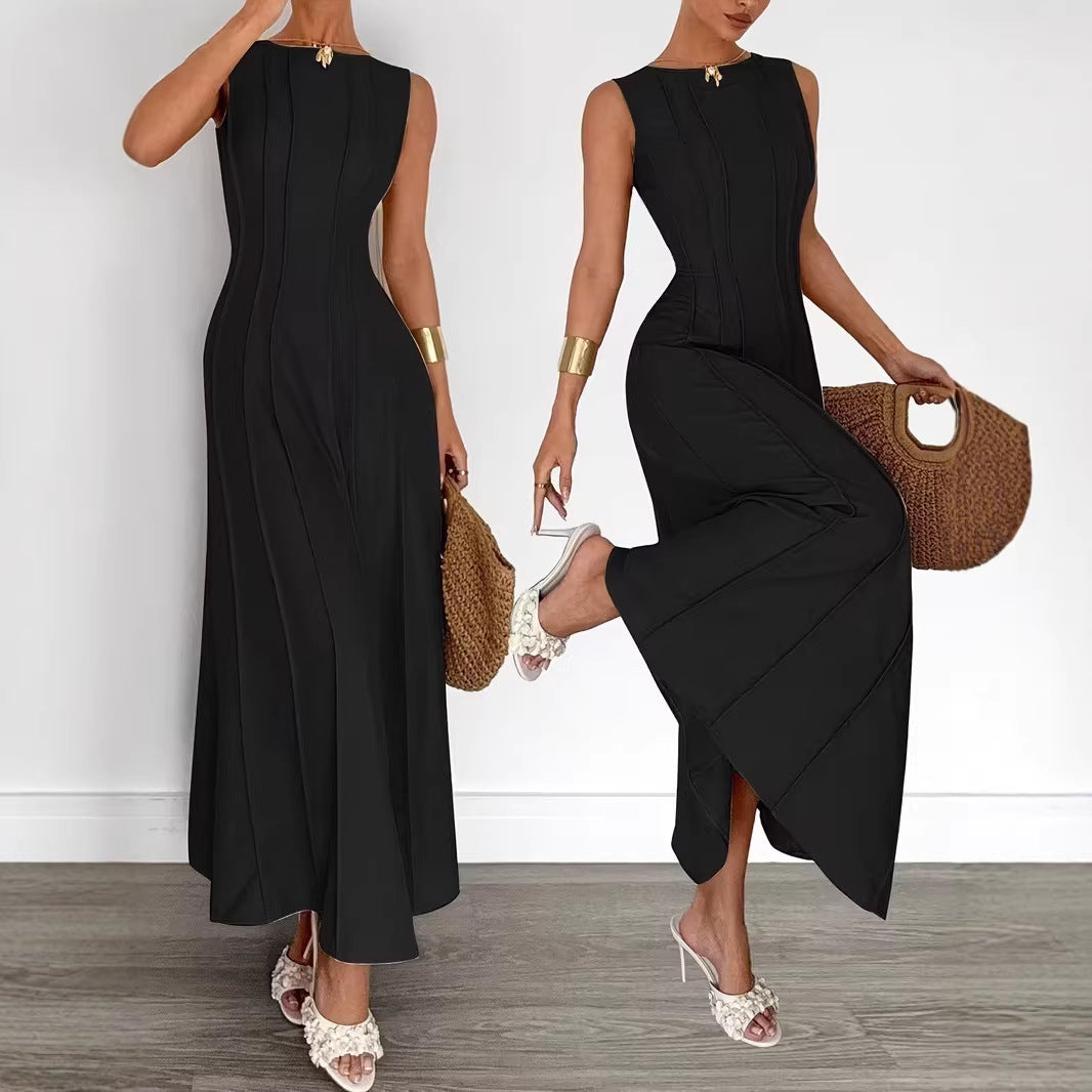 Women's Pleated Elegant Sleeveless Temperament Commute Dress