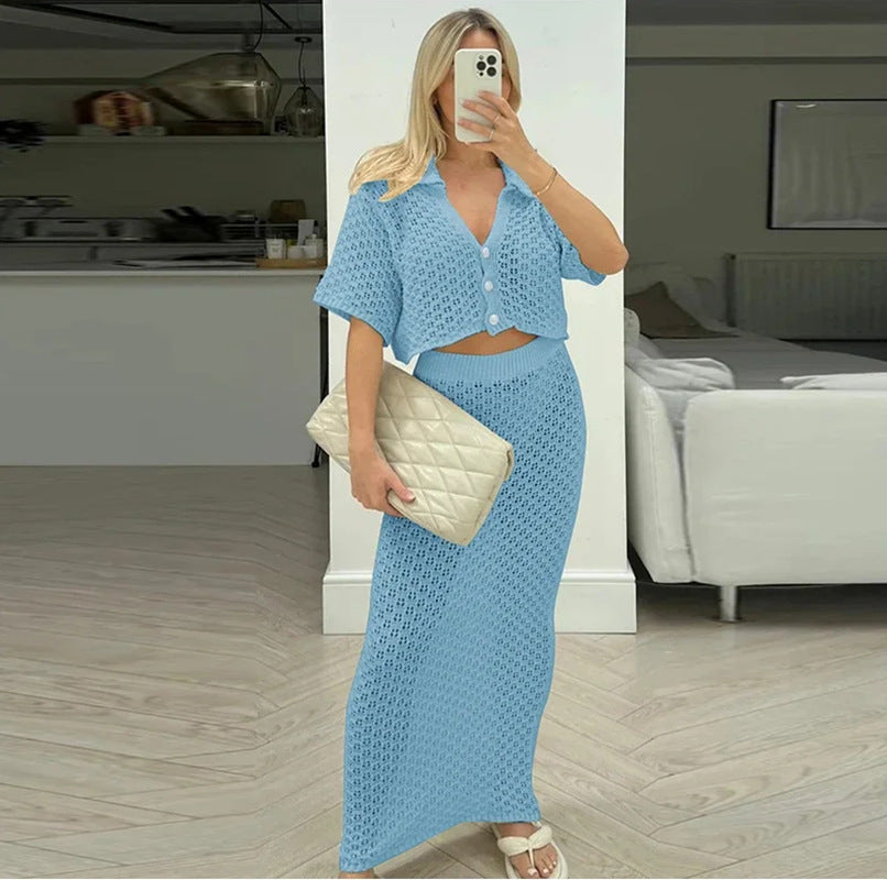 Casual Cool Elegant Knitted Crocheted Buckle Skirts