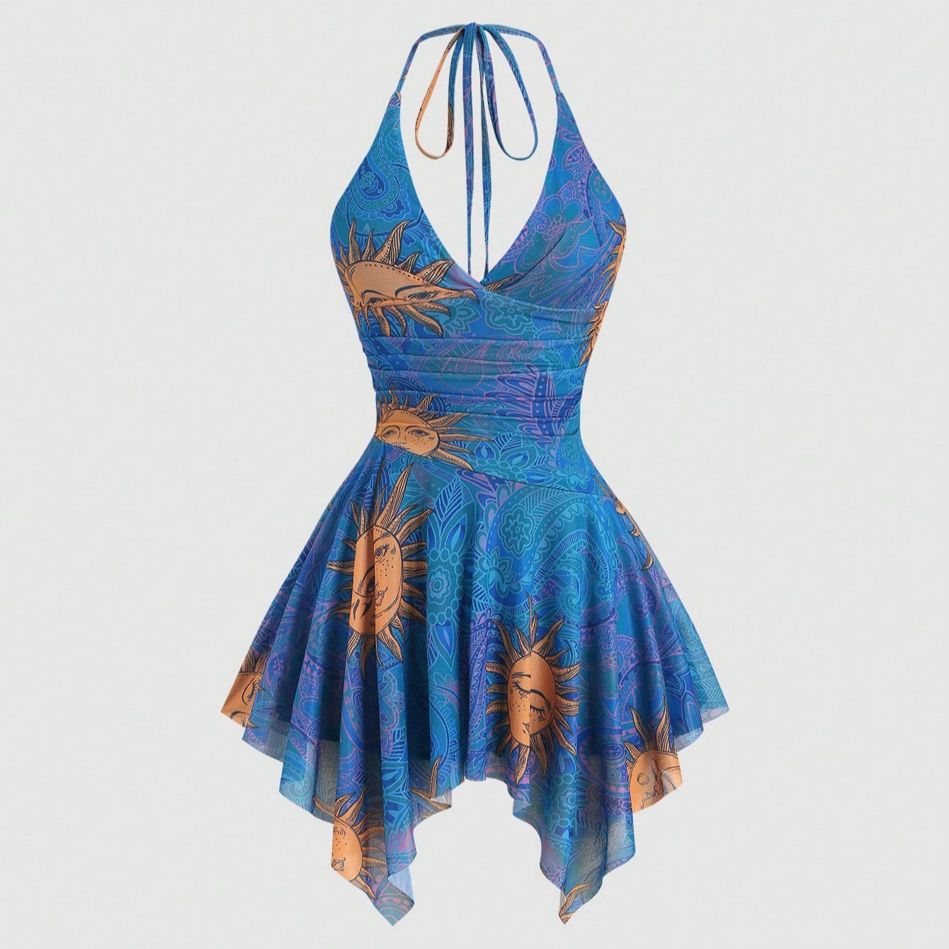 Holiday Mesh Suspender Sexy Irregular Hem Dress