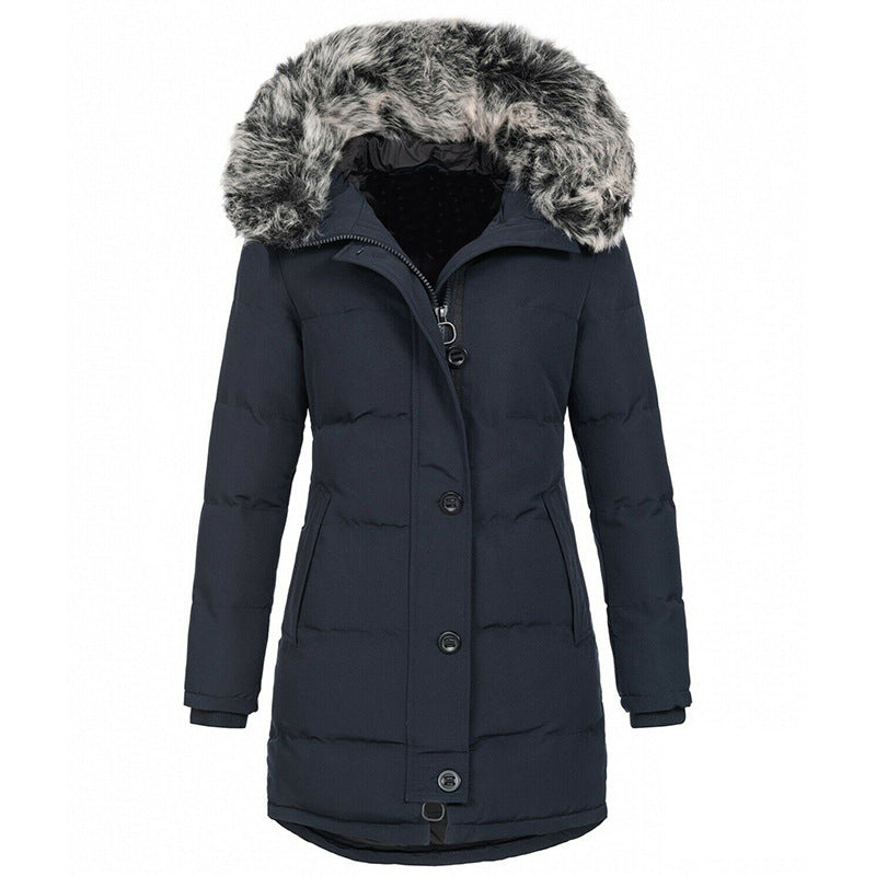 Long Sleeve Thermal Zipper Winter Mid-length Coats