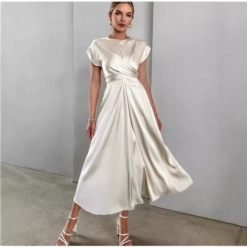 Women's High-grade Satin One-piece Sleeve Dress Elegant Dresses