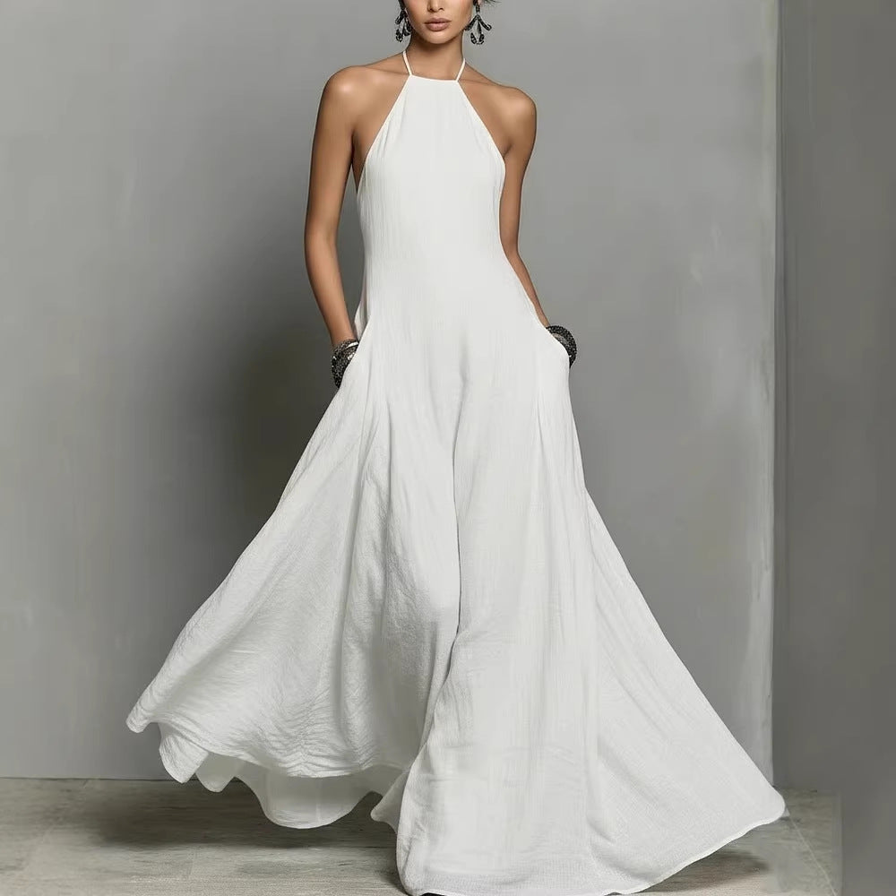 Summer Lady Sexy Minimalist Halter Backless Dress