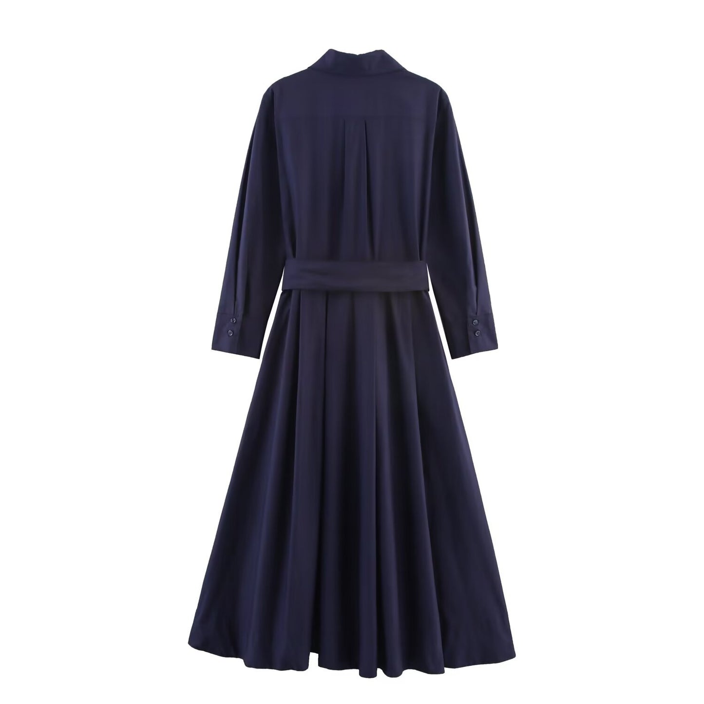 Women's Fashion Vacation Style Versatile Poplin Shirt Dresses