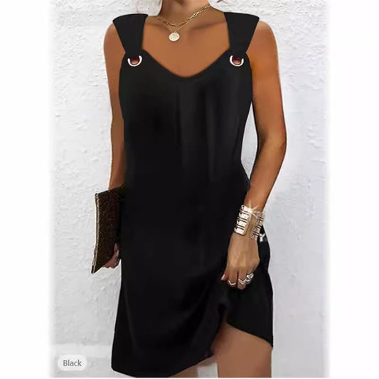 Women's Classy Sleeveless Metal Button Dress Sweaters