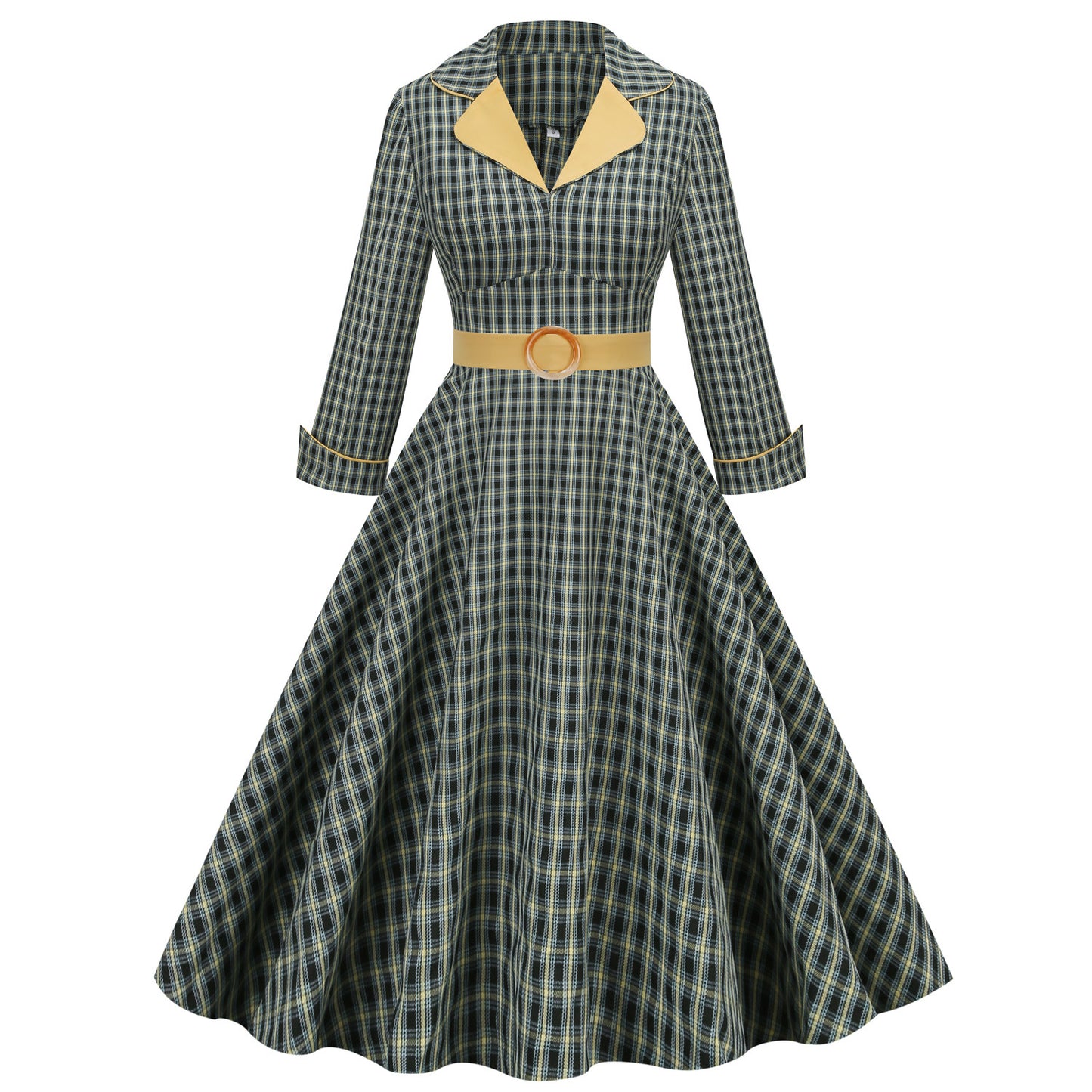 Court Retro Style British Lattice Slim Dresses