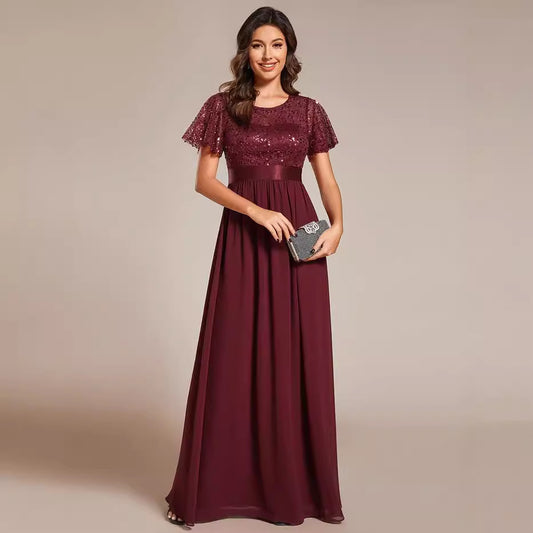 Dress Summer Elegant Sequin Stitching Color Dresses