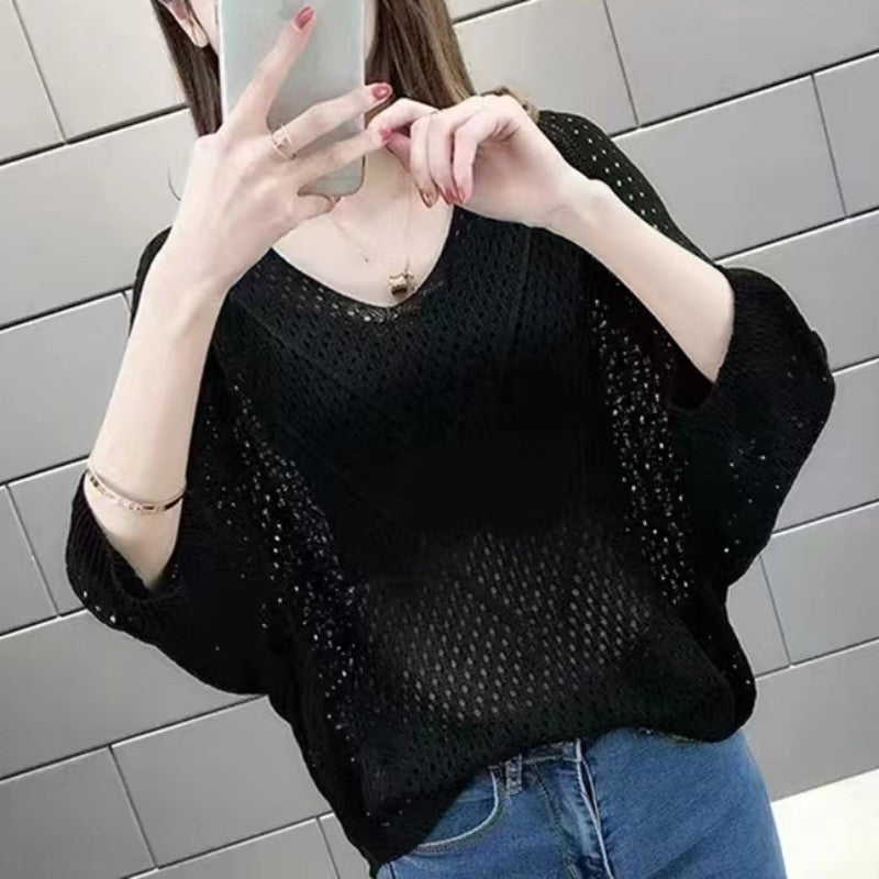 Women's Summer Thin Batwing Sleeve T-shirt Overall Clothing