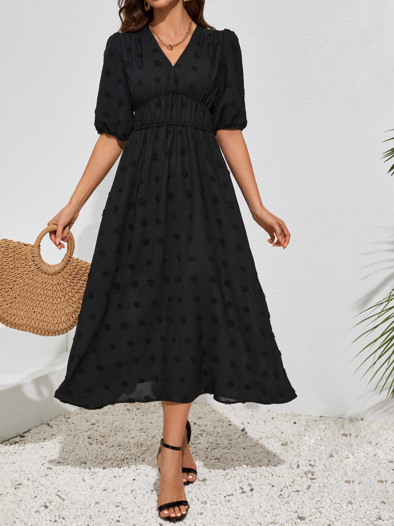 Classy Women's Summer Fashion Printed Waist Dress