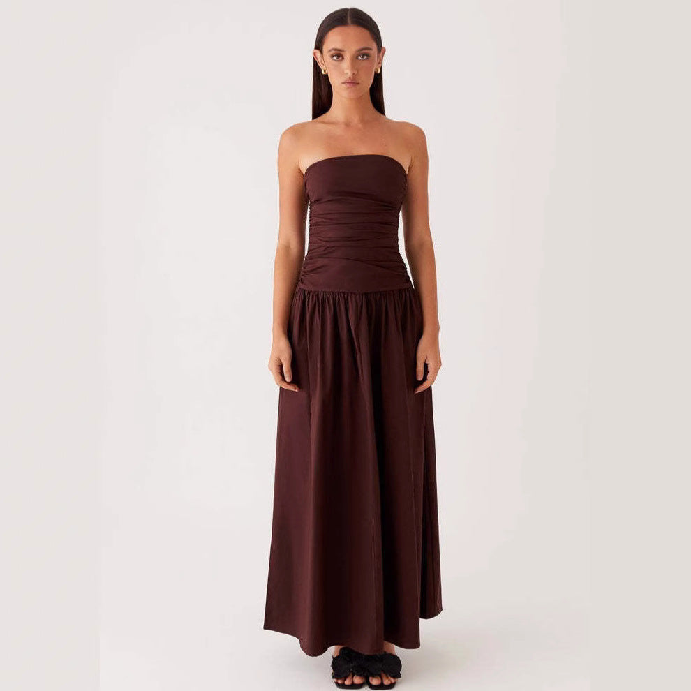 Women's Summer Elegance Retro High-grade Printed Tube Pleated Dress
