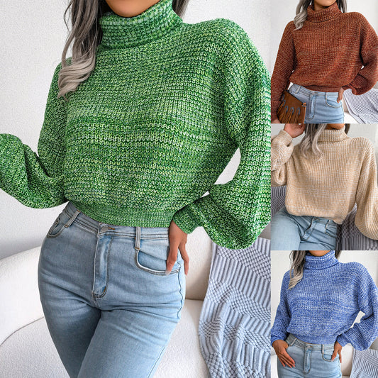 Women's Wind Color Mixing Lantern Long Sleeve Clothing