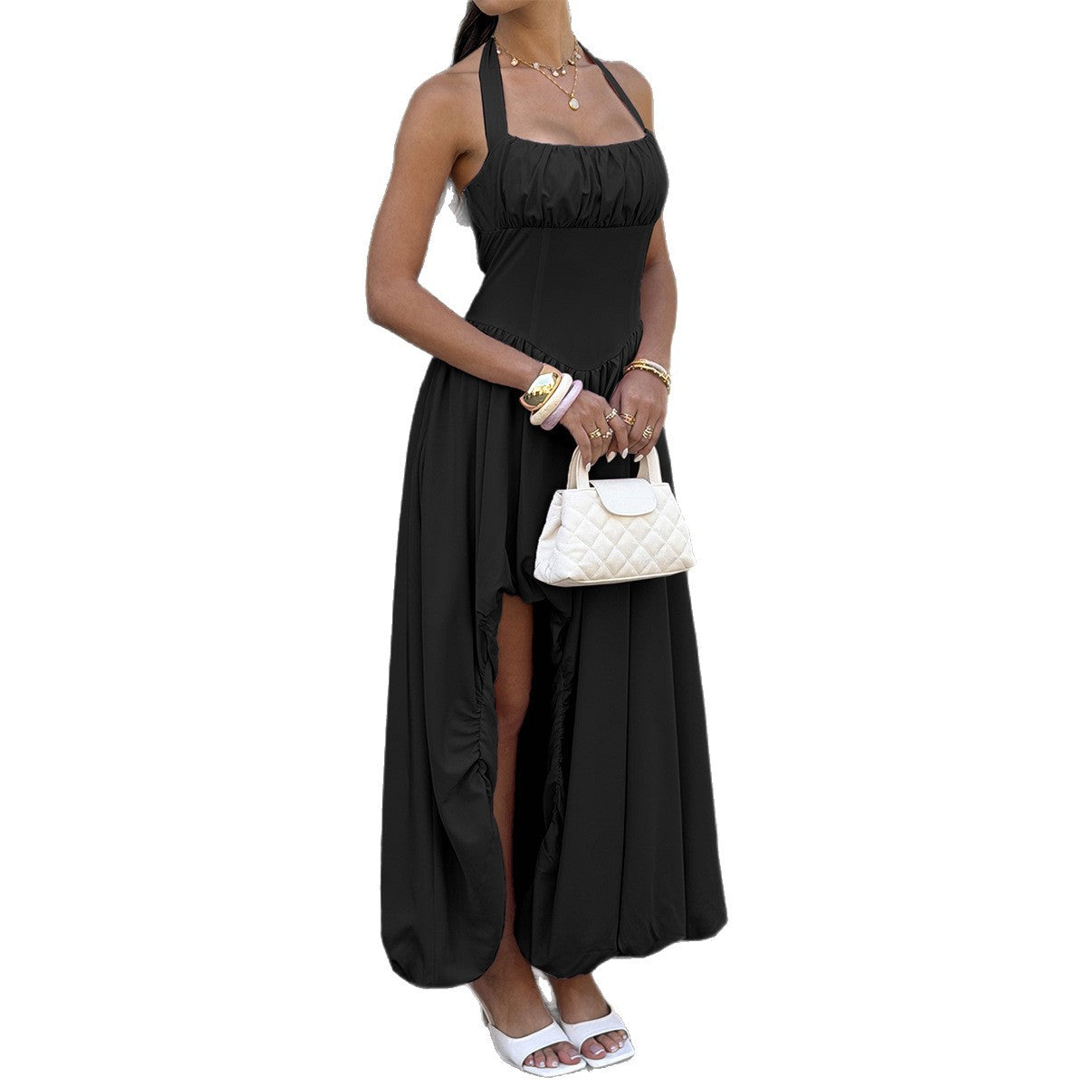 Women's Elegant Style Halter Tube Waist Long Dress