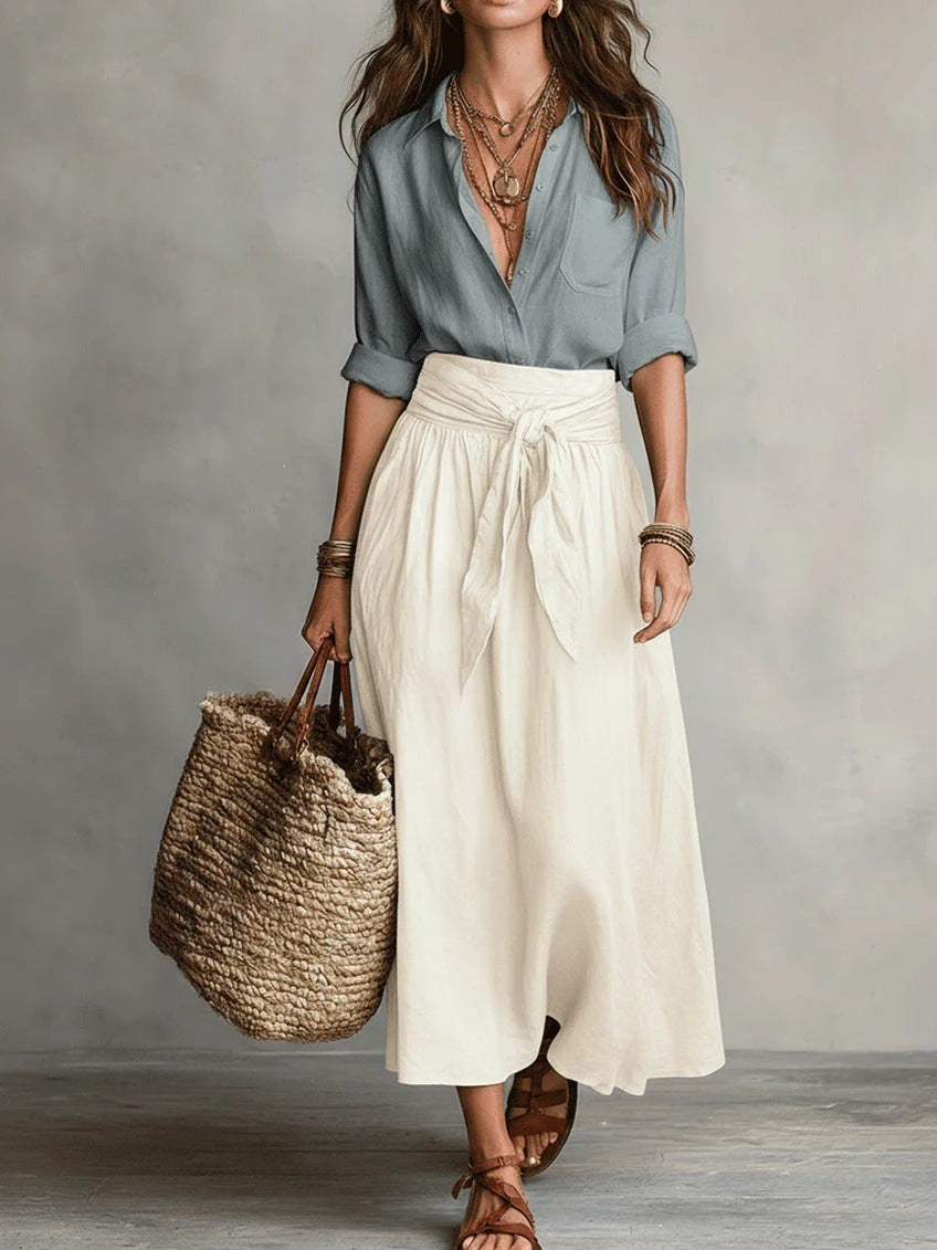 Women's Contrast Color Shirt Two-piece Set Fashion Casual Suit