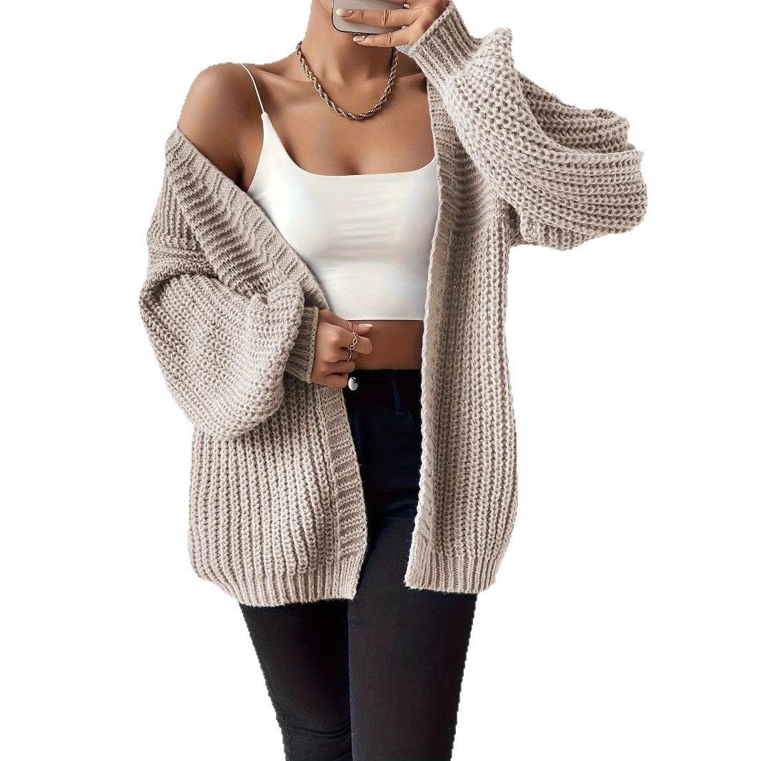 Knitted Solid Color Lazy Simple Versatile Cardigans
