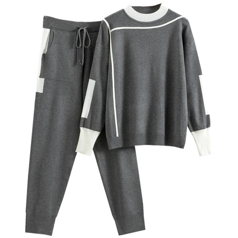 Women's Korean Style Fashionable Graceful Knitted Two-piece Fashion Casual Suit