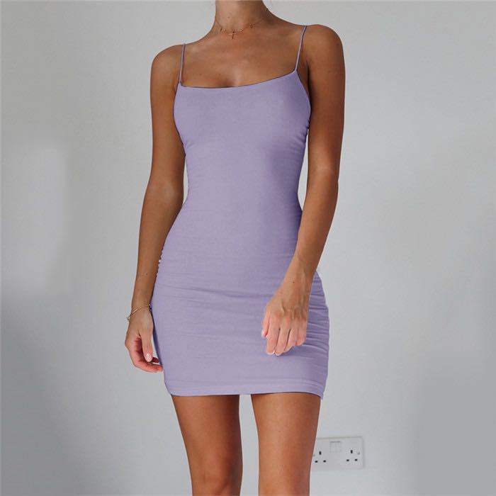 Solid Color Summer Slim Fit Slip Dresses