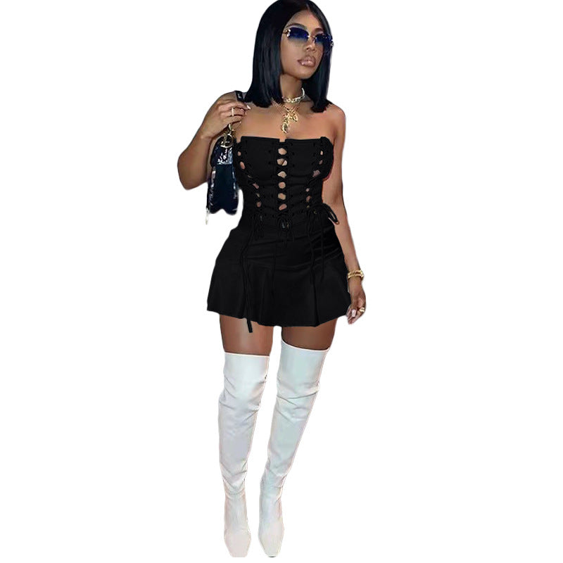 Urban Fashion Sexy Cutout Eyelet Sleeveless Dress