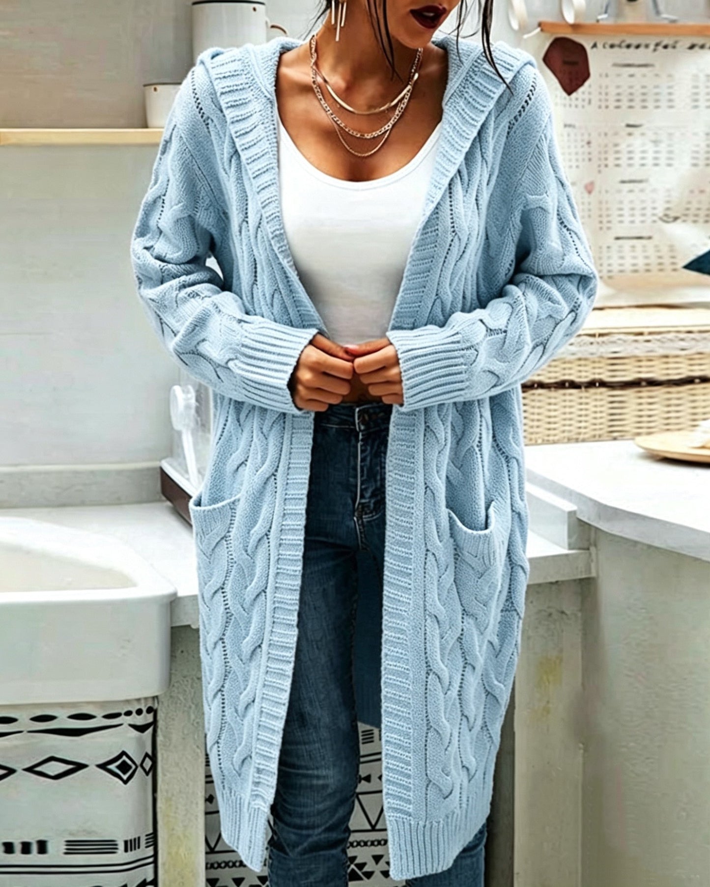 Durable Popular Women's Hooded Twist Pocket Women's Sweater