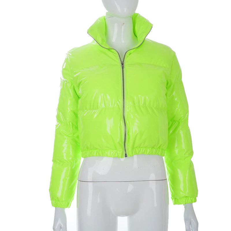 Women's Long Sleeve Zipper Stand-up Collar Thermal Coats