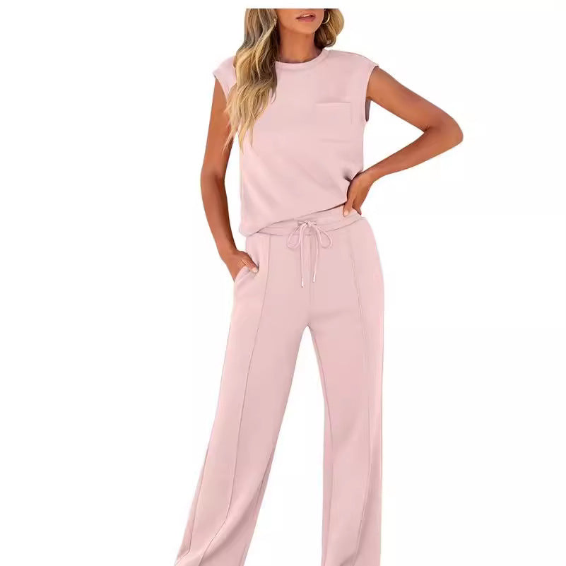 Women's Sleeveless Casual High Elastic Loose Two-piece Suits