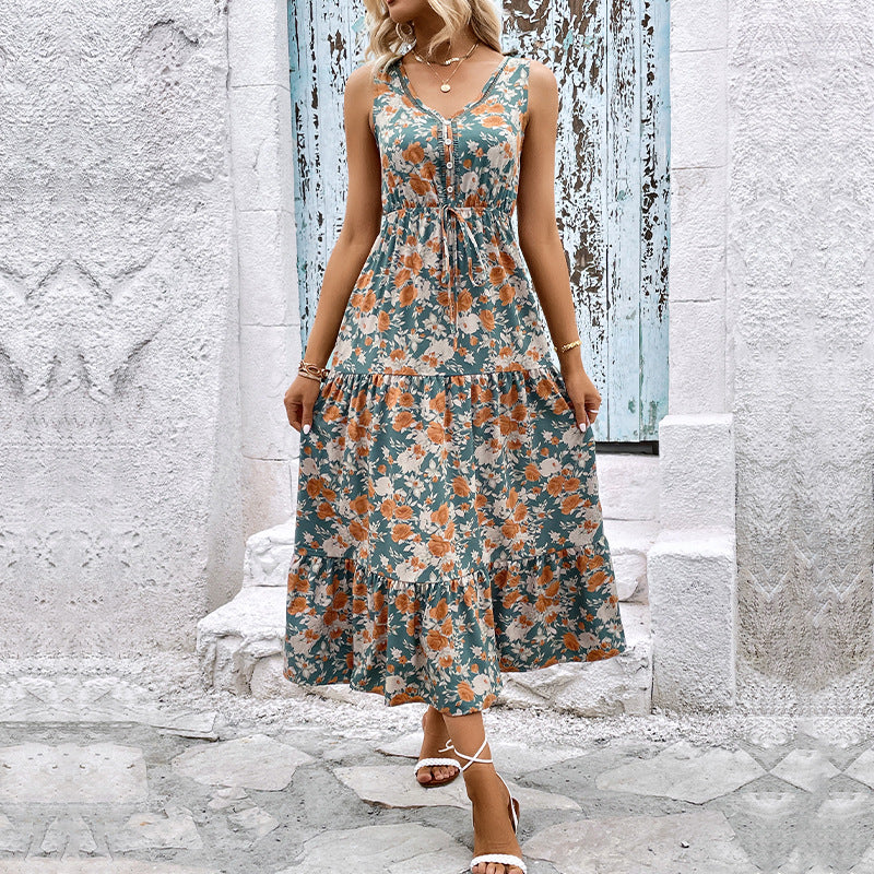 Women's Long Dress Summer Printed Sleeveless Dresses