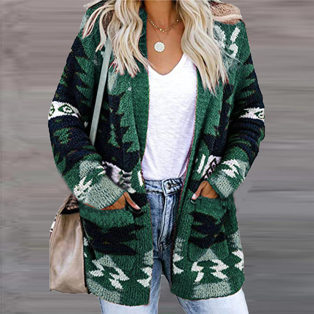Women's Loose Halloween Christmas Style Printed Knitted Long Women's Sweater