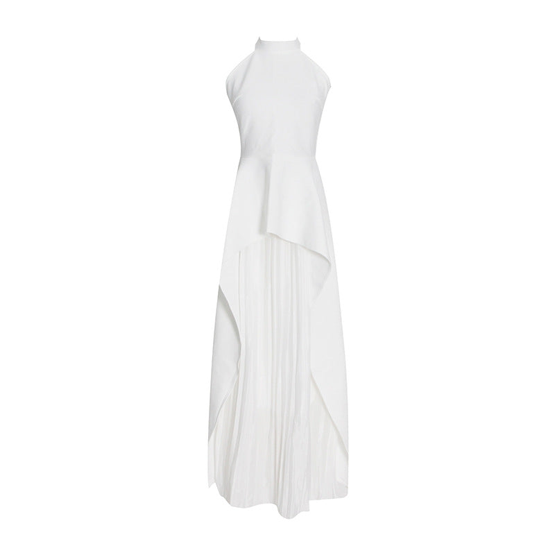 Women's Sleeveless Irregular Black White Color Matching Suits