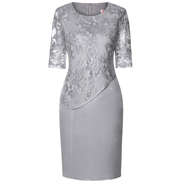 Women's Lace Stitching Faux Two-piece Set Fat Dresses