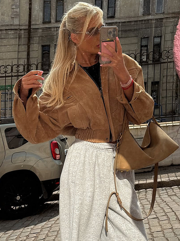 Fashionable Retro Solid Color Early Autumn Coats