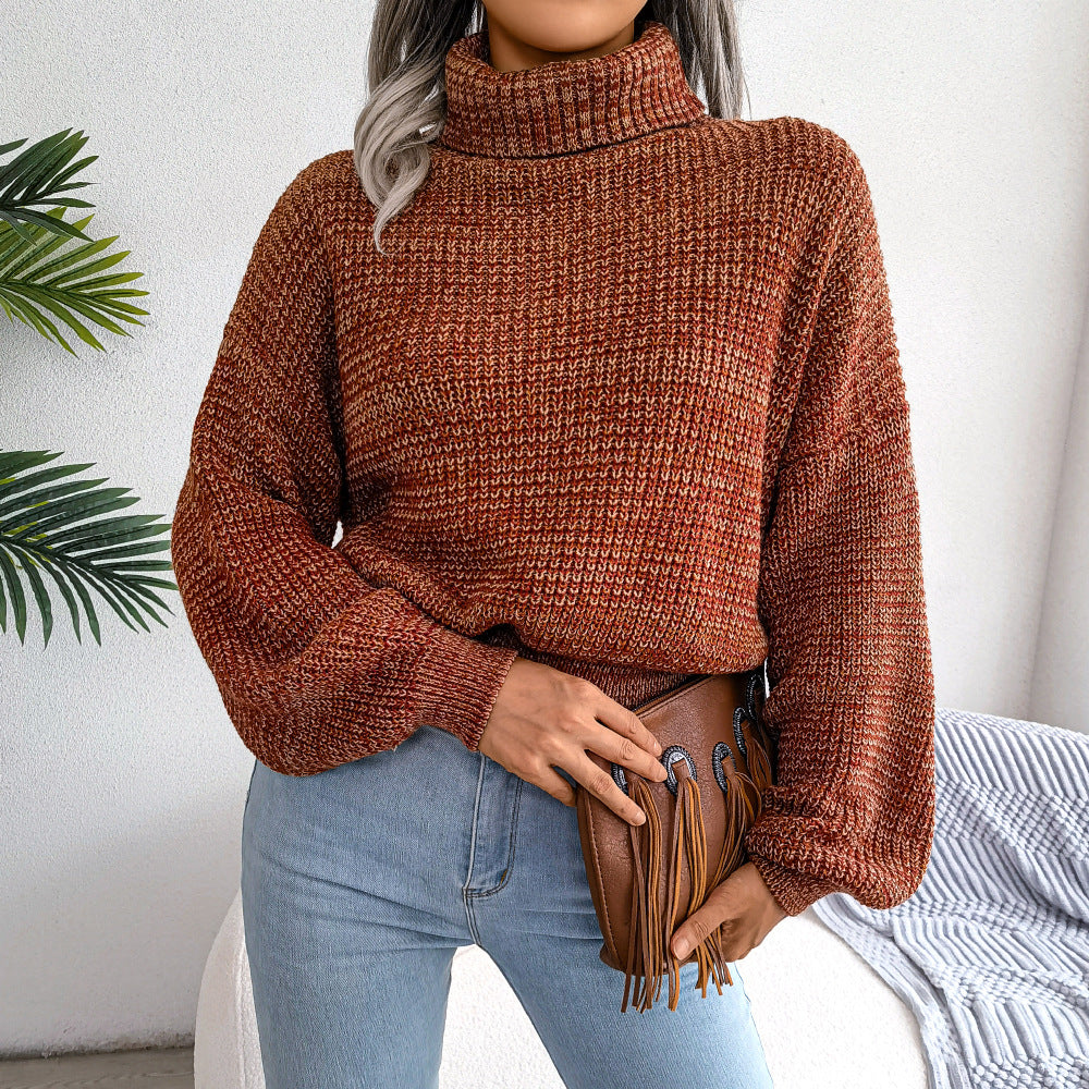 Women's Wind Color Mixing Lantern Long Sleeve Clothing