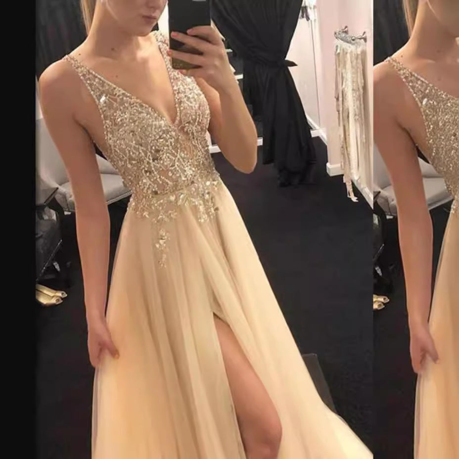 Charming Summer Gold Stitching Dress Party Wedding Dresses