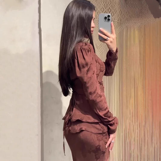 Women's Elegant Retro Long Sleeve Slim Fit Dresses