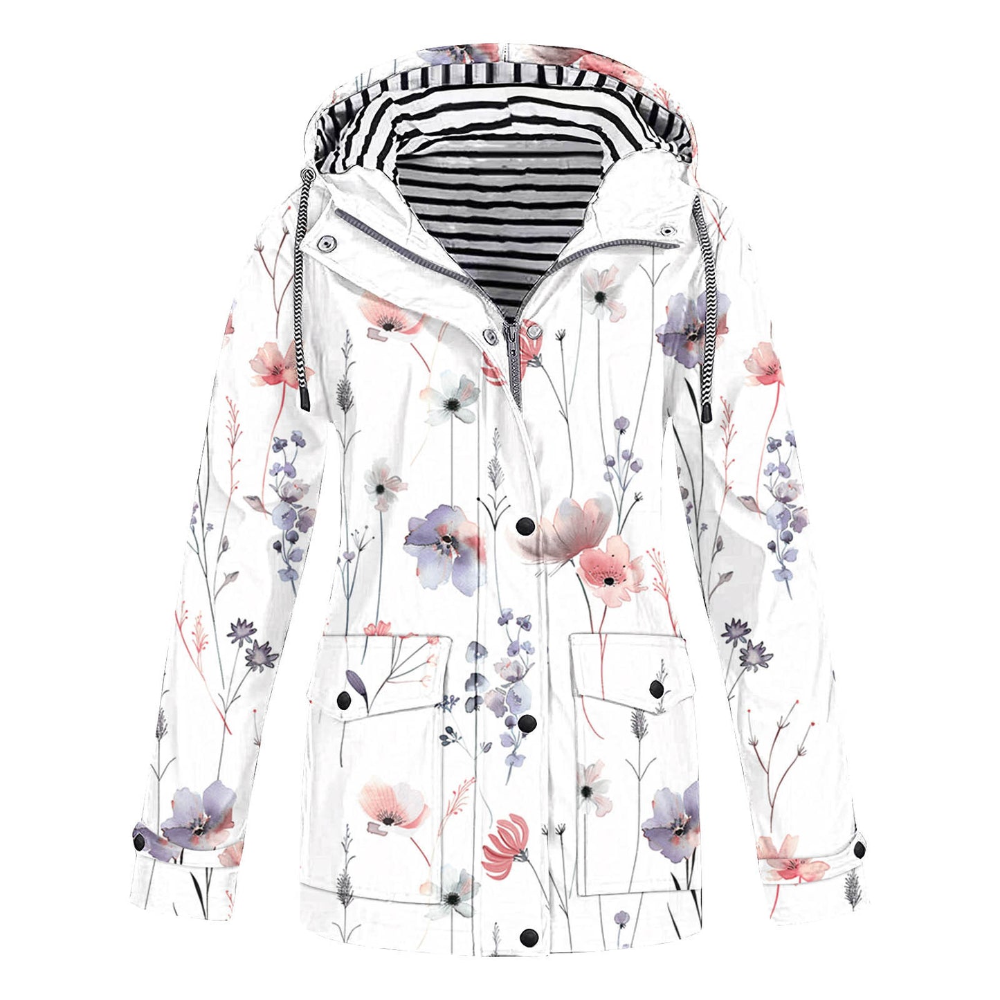 Women's Camouflage Printed Hooded Pocket Splash Outdoor Coats