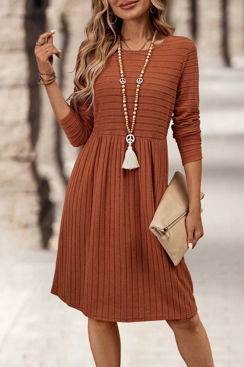 French Style Temperament Casual Round Neck Dress