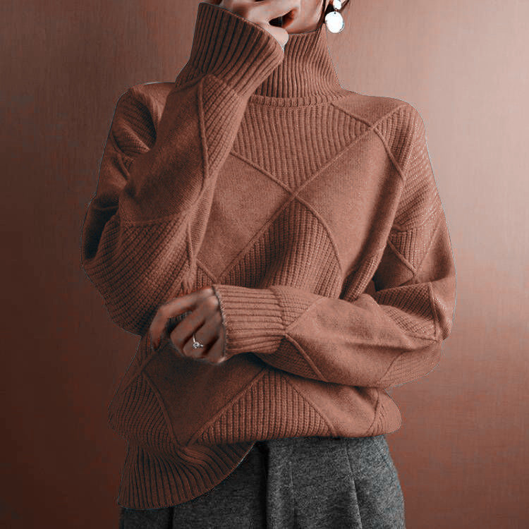 Women's Loose Temperament Commuter Solid Color Turtleneck Sweater