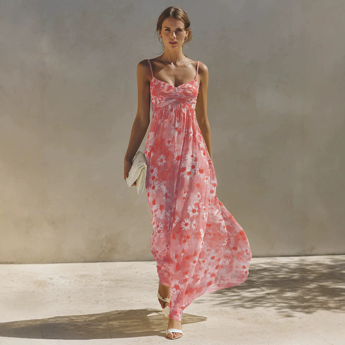 Summer Fashion Printing Slip Vacation Seaside Dress