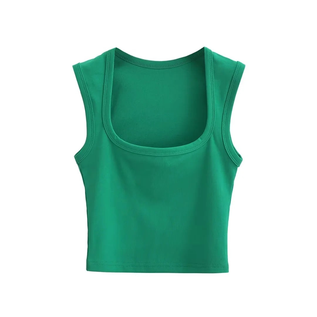 Women's Summer Sexy Deep Square Collar Tight-fitting Tops