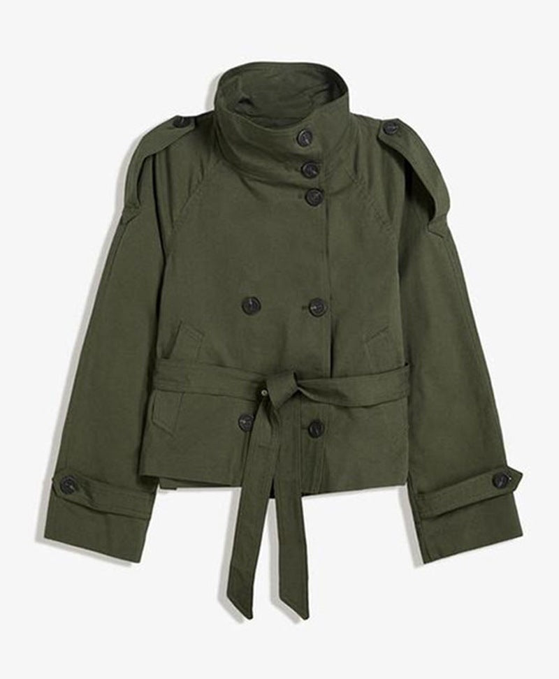Women's Temperament Commute Stand Collar Double Breasted Coats