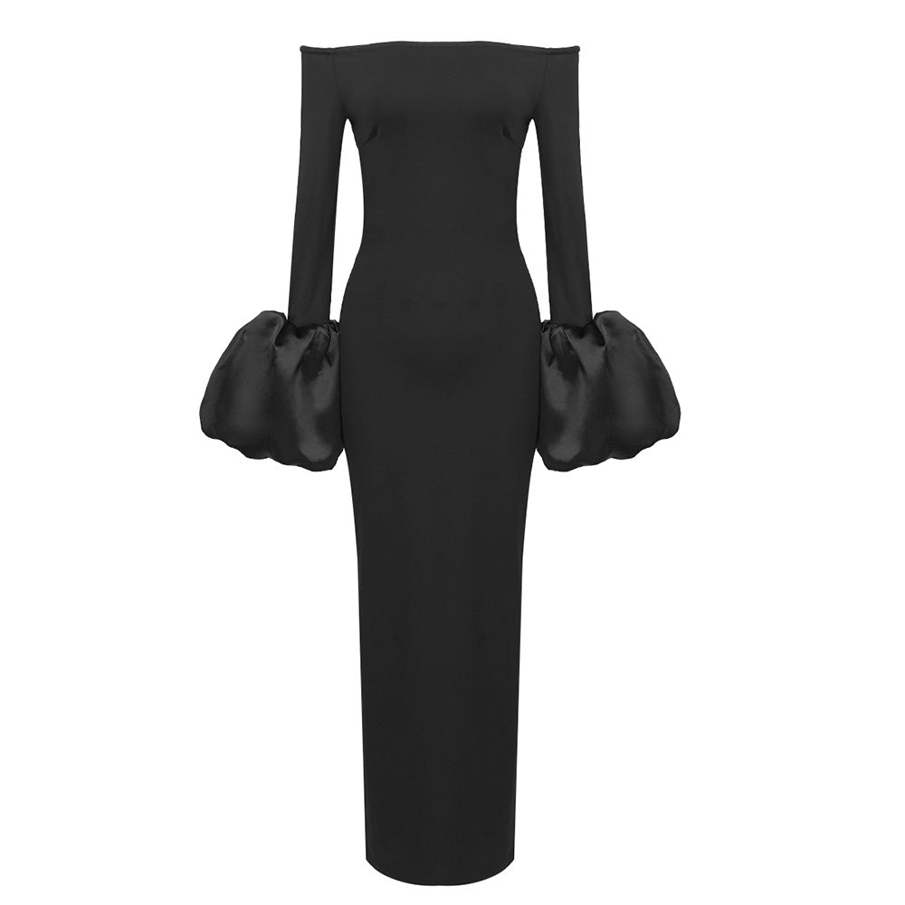 Dress Red Black Slim Fit Long Sleeve Dresses