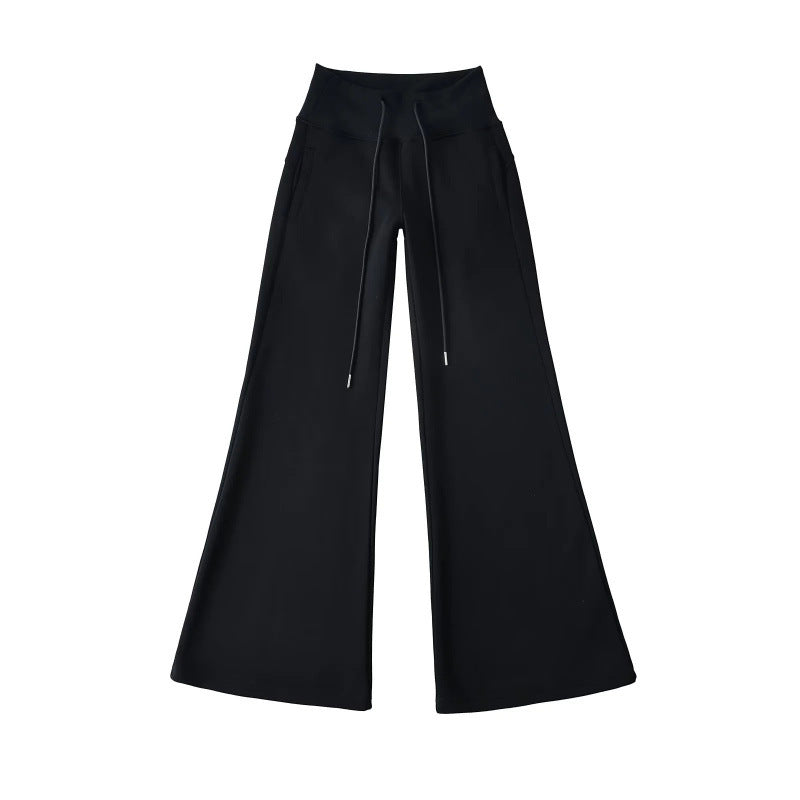 Women's Fleece-lined Thick Flared Casual Mopping Waist Pants