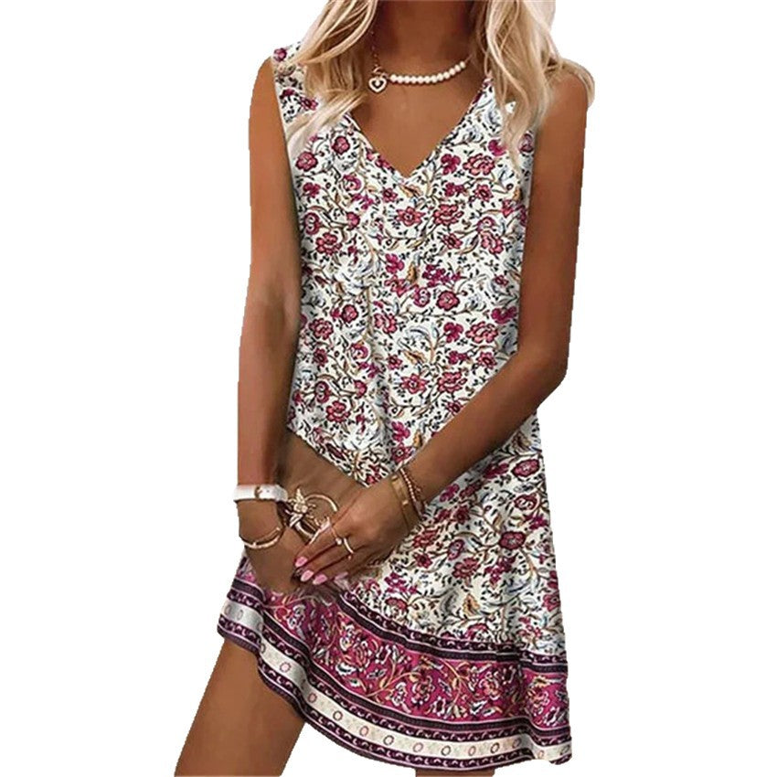 Fashion Casual Geometric Pattern Ran Printed Dress