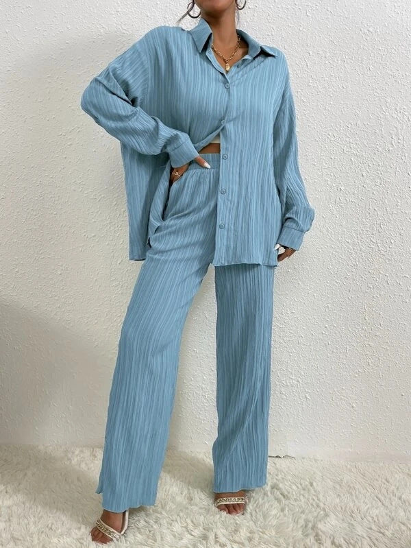 Women's Autumn Shirt Collar Loose Casual Suits
