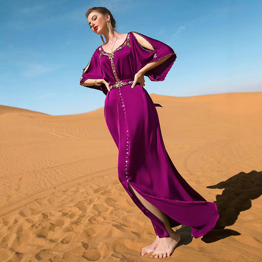 Rose Purple Hand Sewing Drill Design Dresses