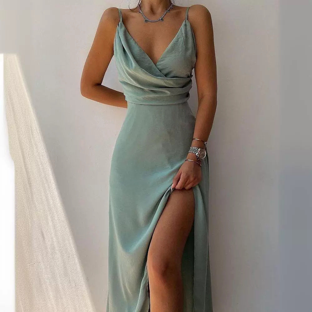Women's Summer Sexy Strap Slit Fashionable Slim Clothing