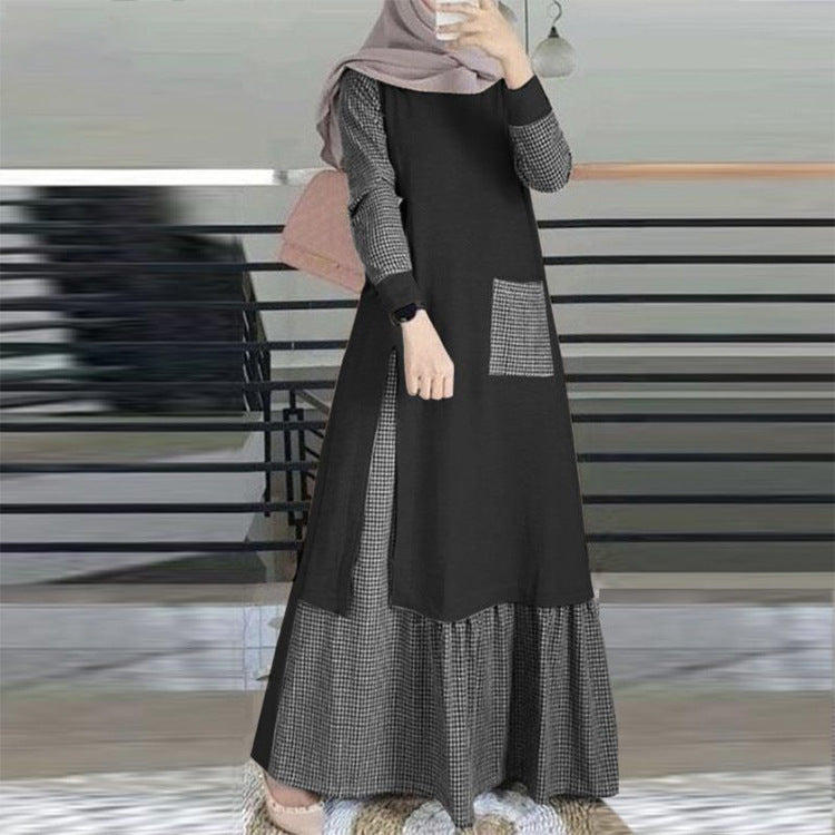Women's Polyester Pullover Long Sleeve Round Neck Dresses