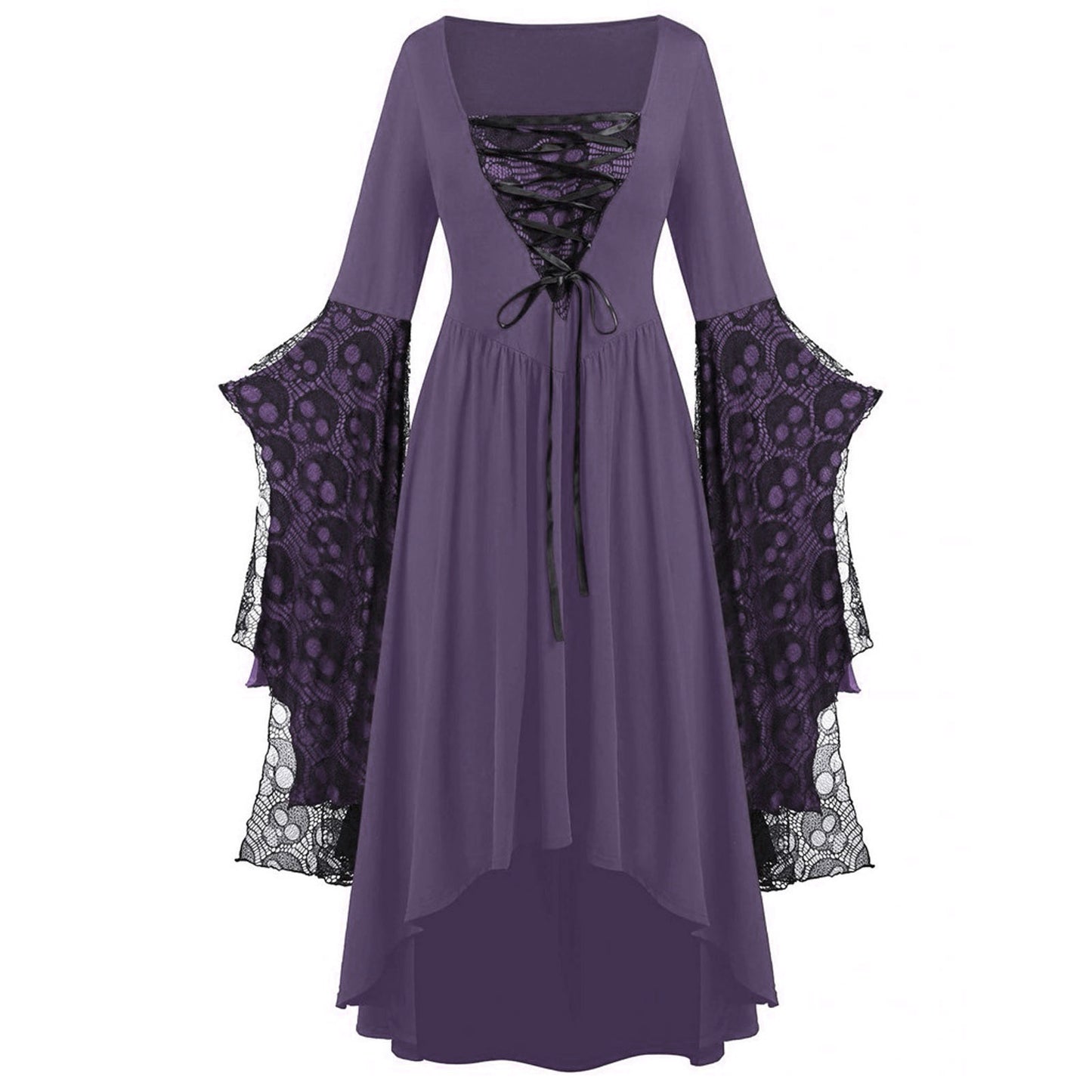 Unique Women's Halloween Skull Lace Tied Dress